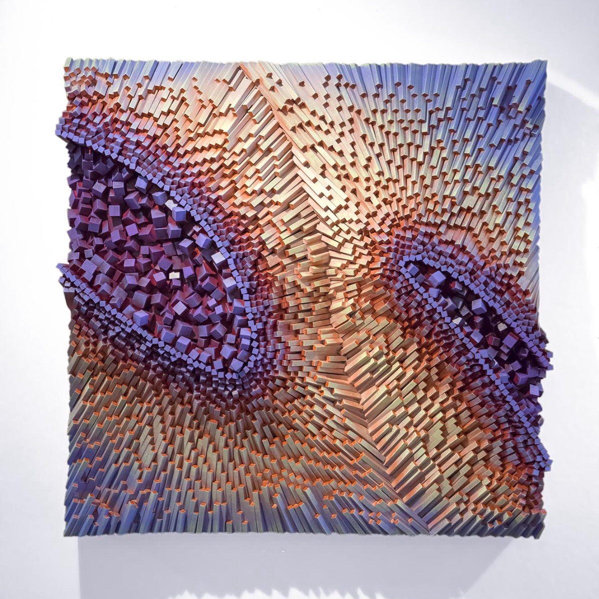 Gil Bruvel, <em>Bending the Lines #16</em>, wood, resin, and acrylic, 48 x 48 x 9 in. 